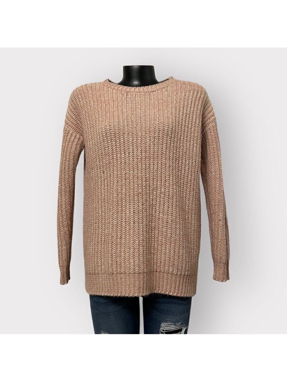 Forever 21 Womens Small Oversized Neutral Knit Sweater Fall Warm Cozy Beige Pink